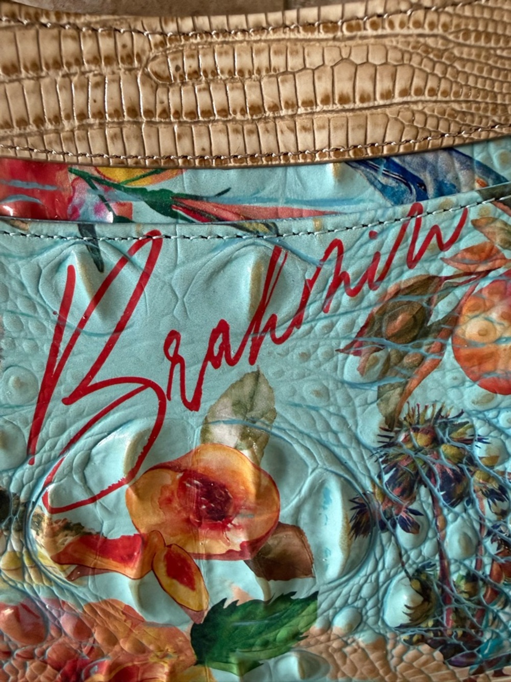 Brahmin Blue Tropical Eliza Tote Bag in Multi-Banner w/ wallet - Picture 13 of 14